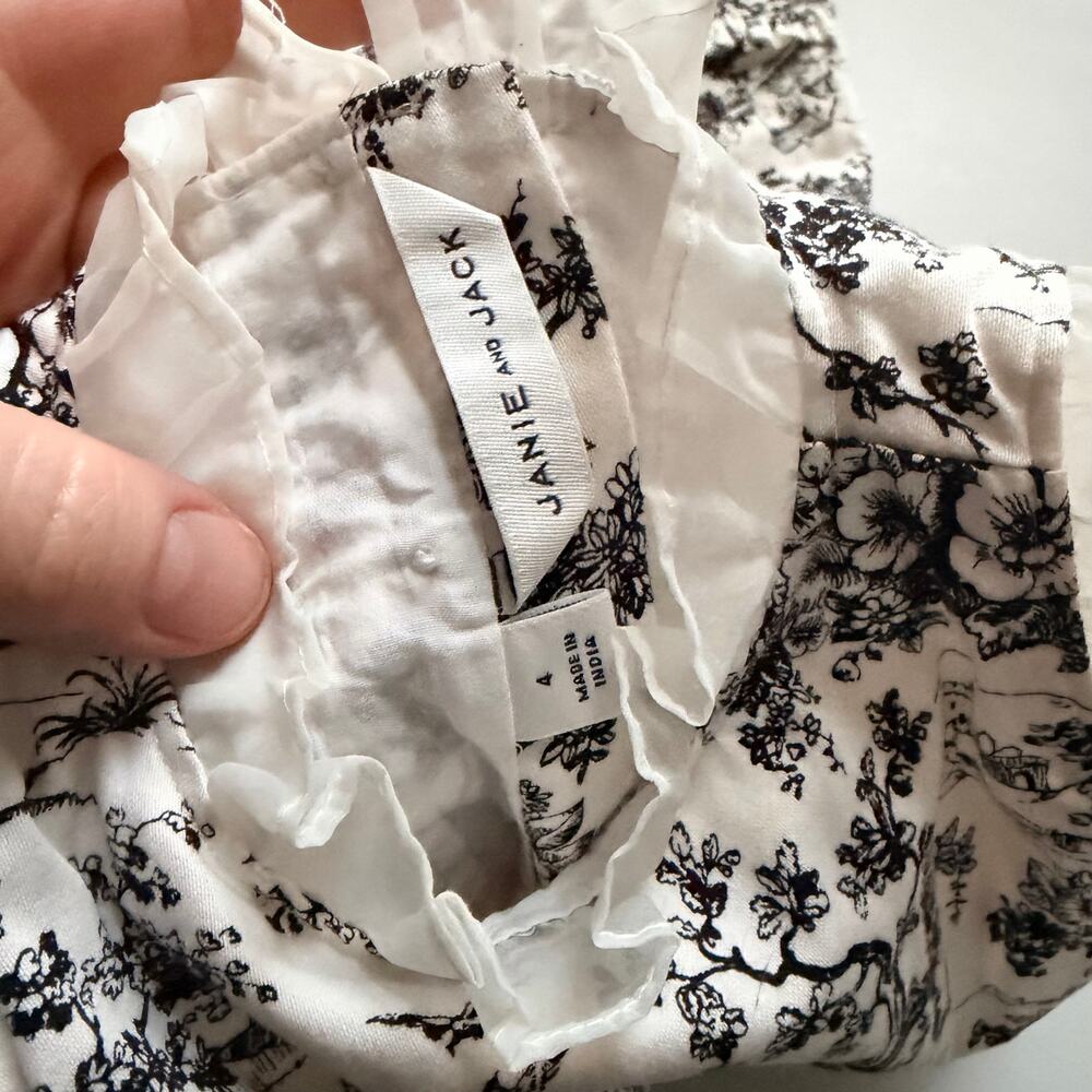 Janie and Jack Ruffle Trim Toile Dress - Size 4 - Excellent - Picture 9 of 9